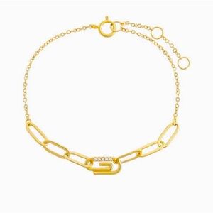 Adina Eden Gold Paperclip Chain Bracelet with Crystal Accent